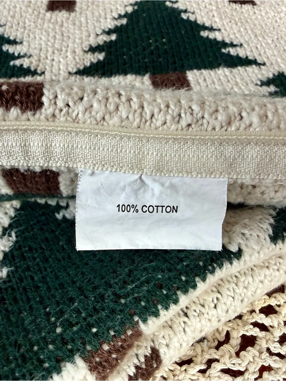 cupcakes & cashmere Cream and Green Holiday Tree Knit Pillow COVERS (no pillow)